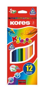 Creioane colorate 12culori/set +ascutitoare Kores- KO93312
