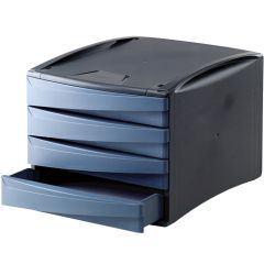 Suport plastic cu 4 sertare pentru documente, albastru/gri grafit, G2Desk Fellowes