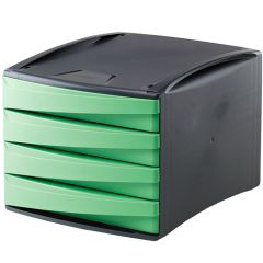 Suport plastic cu 4 sertare pentru documente, verde/gri grafit, G2Desk Fellowes