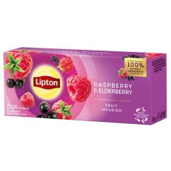 Ceai infuzie din zmeura si soc, 20plicuri/cutie, Lipton Raspberry & Elderberry Fruit Infusion