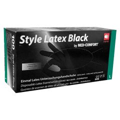 Manusi de unica folosinta din latex, nepudrate, negre, marimea L, 100 buc/set, MSV