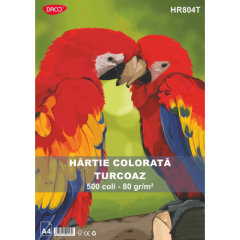 Hartie color A4, turcoaz, 80g/mp, 500coli/top, HR804T Daco