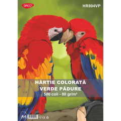 Hartie color A4, verde padure, 80g/mp, 500coli/top, HR804VP Daco