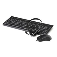 Kit 4 in 1, tastatura cu fir+mouse cu fir+ casti+pad, F4IN1OS01 Omega