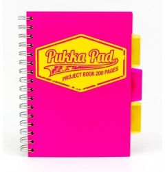 Caiet cu spira A5, 100file, matematica, 3 separatoare, coperta PP roz, Project Book Neon PUKKA PAD