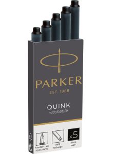 Patroane lungi, cerneala neagra, 5buc/set, Quink Standard S0116260 Parker