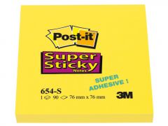 Notes autoadeziv 76mm x 76mm, 90 file/buc, galben neon, Post-it Super Sticky 3M