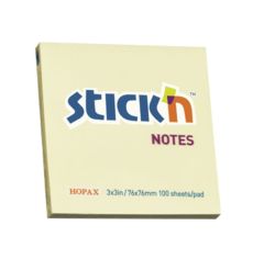 Notes autoadeziv 76mm x 76mm, 100 file/buc, galben pal, Stick'n